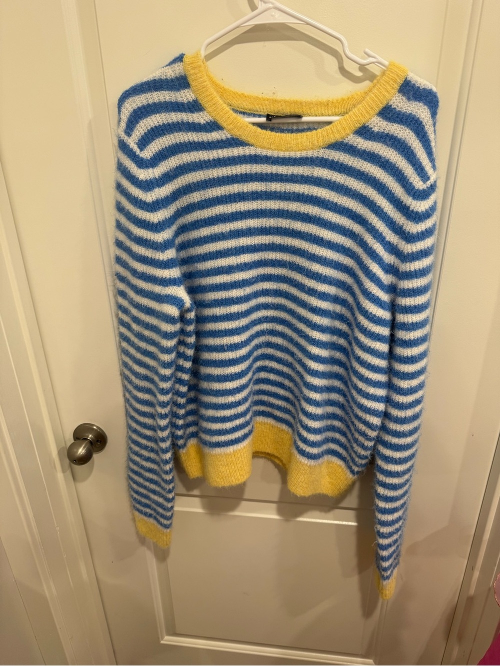 GAP Striped Blue and White Sweater with Yellow Trim